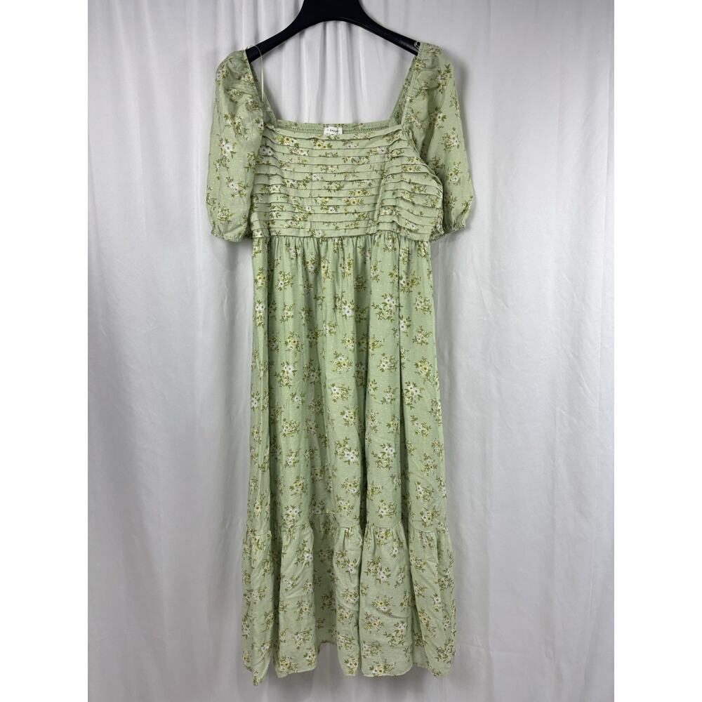 Blu Pepper Green Floral Maxi Dress Women's XL Boho Cottagecore Fairy Prairie
